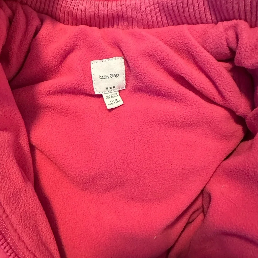 Baby Gap 0-3‎ Mo Bright Pink WARM BUNTING Puffer Fleece Snow Suit Baby Girl